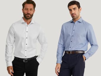 How to find your shirt size: men wearing different shirts. How to find your shirt size: men wearing different shirts.