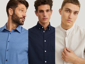 Men’s shirt collars: men wearing different shirts with different style collars. Men’s shirt collars: men wearing different shirts with different style collars.