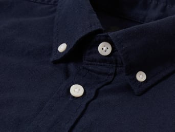 Shirt collar guide: a close-up of a button-down shirt collar. Shirt collar guide: a close-up of a button-down shirt collar.