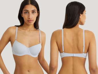 What is the perfect fit for a bra? A woman wearing a bra with a straight bra band. What is the perfect fit for a bra? A woman wearing a bra with a straight bra band.