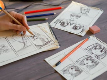 Manga zeichnen – Skizze eines Mangas. Manga zeichnen – Skizze eines Mangas.