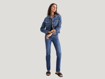What is a straight fit – a woman wearing a pair of straight fit jeans. What is a straight fit – a woman wearing a pair of straight fit jeans.