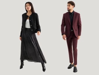 An outfit for a Christmas party at work: two elegant outfits for a Christmas party at work. An outfit for a Christmas party at work: two elegant outfits for a Christmas party at work.