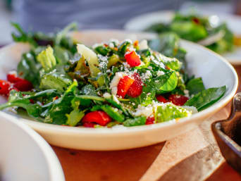 A light and refreshing summer salad with strawberries and spinach. A light and refreshing summer salad with strawberries and spinach.