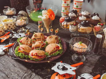 Halloween food ideas: Halloween snacks on a table. Halloween food ideas: Halloween snacks on a table.