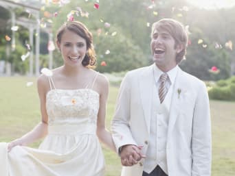 Groom outfits: a bride and her groom in a classic three piece suit.  Groom outfits: a bride and her groom in a classic three piece suit.