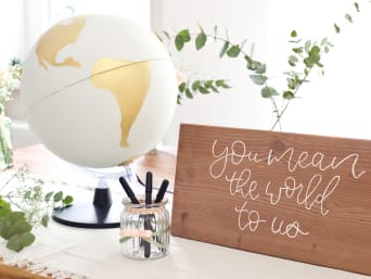 Wedding guest book ideas:  a globe themed guest book. Wedding guest book ideas:  a globe themed guest book.