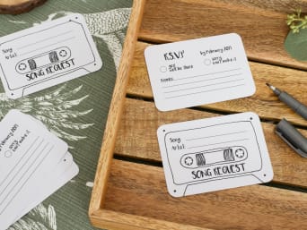 Wedding invitations: a RSVP card with a song request.  Wedding invitations: a RSVP card with a song request.