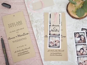 Making your own wedding invitations: handmade wedding invitations with photo strips.   Making your own wedding invitations: handmade wedding invitations with photo strips.