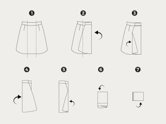 Folding a skirt: step-by-step instructions on how to fold a skirt. Folding a skirt: step-by-step instructions on how to fold a skirt.