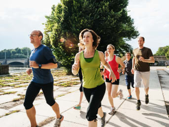 Jogging tips for beginners: a group of joggers training together. Jogging tips for beginners: a group of joggers training together.