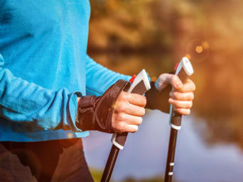 Nordic walking equipment: a close-up of Nordic walking poles. Nordic walking equipment: a close-up of Nordic walking poles.