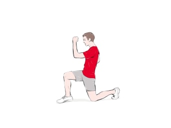 Warming up before running: an illustration of how to do a lunge. Warming up before running: an illustration of how to do a lunge.