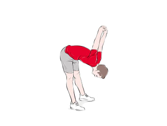 Stretching after running: an illustration of stretching your back muscles. Stretching after running: an illustration of stretching your back muscles.