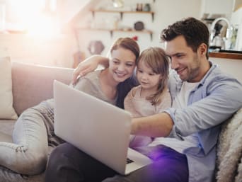 Data security for families: A young girl is learning about online safety. Data security for families: A young girl is learning about online safety.