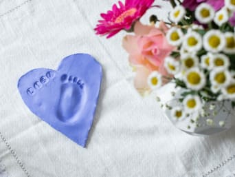 Mother's Day craft idea - footprint in salt dough. Mother's Day craft idea - footprint in salt dough.