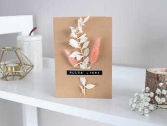 Modern Mother's Day card with dried flowers. Modern Mother's Day card with dried flowers.