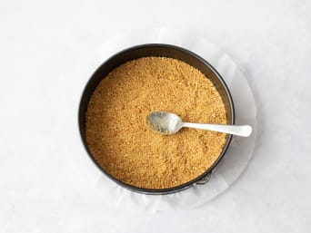 Biscuit base simply goes into the springform pan. Biscuit base simply goes into the springform pan.