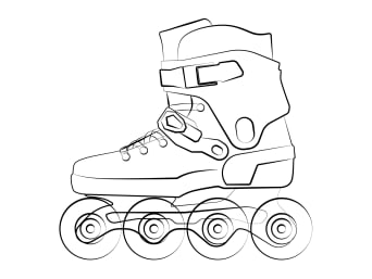 Inliner – Vereinfachte Darstellung eines Inline-Skates.
