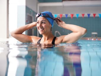 Swimmer in the pool – swimming has many health benefits. Swimmer in the pool – swimming has many health benefits.