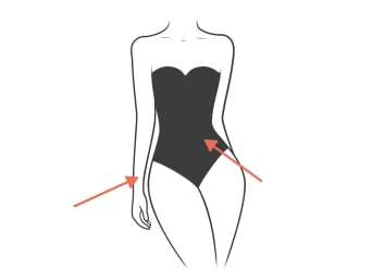 Tummy control shapewear: an illustration of a feminine figure.  Tummy control shapewear: an illustration of a feminine figure.
