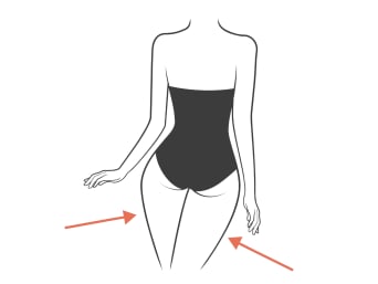 Shapewear for thighs: an illustration of a feminine figure. Shapewear for thighs: an illustration of a feminine figure.