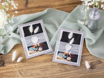 Silberhochzeit Einladungen: Einladungskarte mit Hochzeitsfoto des Silberpaares. Silberhochzeit Einladungen: Einladungskarte mit Hochzeitsfoto des Silberpaares.