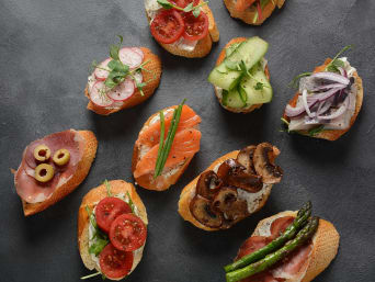 New Year's Eve canapés - different types of delicious canapés. New Year's Eve canapés - different types of delicious canapés.