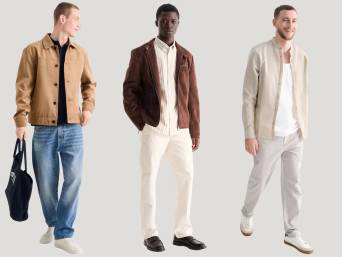 Boho-Outfits für Herren: Leinenhemden, weite Hosen und Lederjacken im Boho-Stil. Boho-Outfits für Herren: Leinenhemden, weite Hosen und Lederjacken im Boho-Stil.