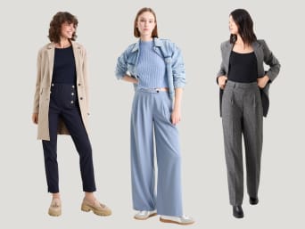Outfits with pants: a selection of trouser cuts on different body types.  Outfits with pants: a selection of trouser cuts on different body types.