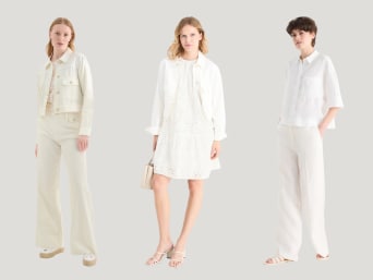All-white outfits for different occasions: different basics in white. All-white outfits for different occasions: different basics in white.