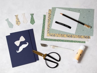 Materials for the last-minute Father's Day card.