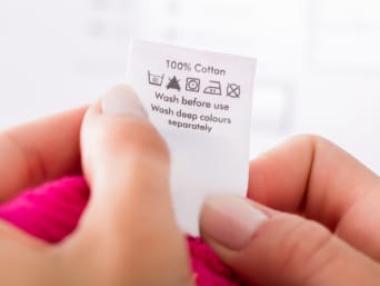 Washing instructions on a care label. Washing instructions on a care label.