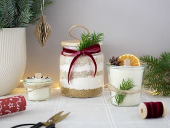Making your own Christmas presents: homemade Christmas presents presented on a table. Making your own Christmas presents: homemade Christmas presents presented on a table.