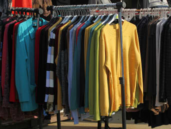 Clothing that is still in good condition are often sold as second-hand goods. Clothing that is still in good condition are often sold as second-hand goods.