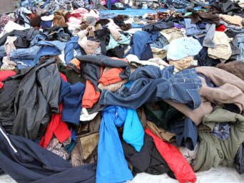 Tattered clothes are turned into cleaning rags or insulation material. Tattered clothes are turned into cleaning rags or insulation material.