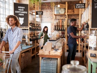 Zero Waste: shopping at a zero-waste shop. Zero Waste: shopping at a zero-waste shop.