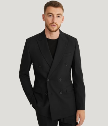 A man wearing a jacket with two button plackets.