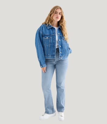 Who should wear bootcut jeans – a woman wearing a pair of bootcut jeans.