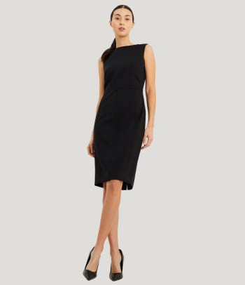 An elegant and formal work party outfit for women.