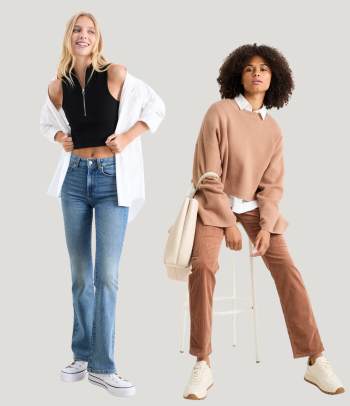 70er Jahre Mode – Outfits mit ausgestellten Hosen.