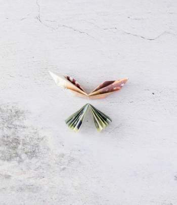 25th wedding anniversary gifts: origami butterfly money gift.