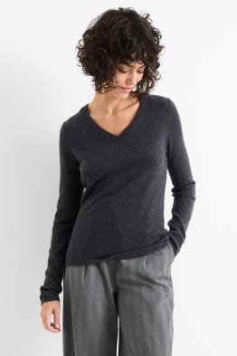 Kaschmir-Pullover mit V-Ausschnitt