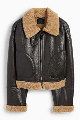 Jachetă din piele shearling falsă - imitație de piele