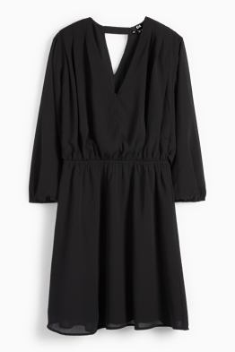 Chiffon-Kleid mit V-Ausschnitt - strukturiert
