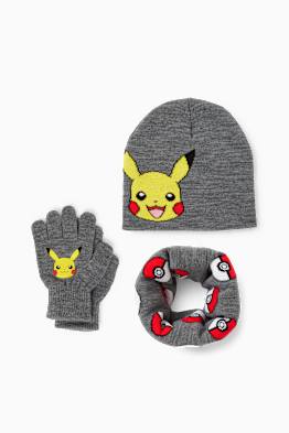 Pokémon - Pikachu - set - căciulă, fular circular și mănuși