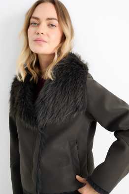 Jachetă din piele shearling falsă - imitație de piele