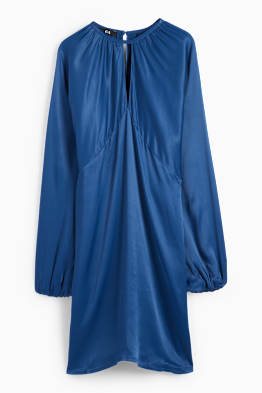 Satin-Empirekleid mit Ballonärmeln und Cut-Out