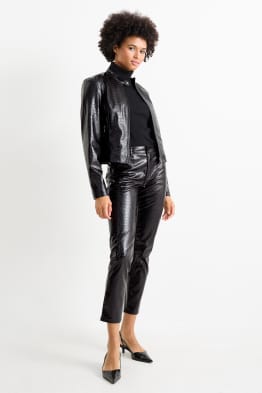 Pantaloni - talie medie - slim fit - imitație de piele