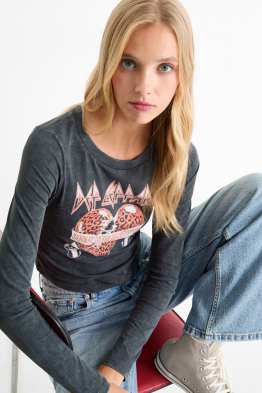 Tricou crop cu mânecă lungă - Def Leppard